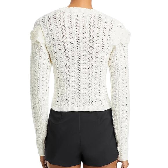 Lost and Wander Irina Scalloped Pointelle Cardigan White sz Medium Large NWT - Picture 6 of 11